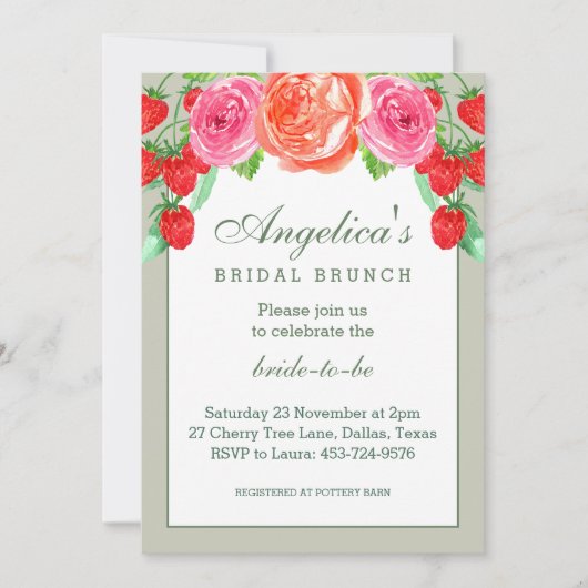 Invitation Sage Green Blush Peach Peony Bridal Brunch (Devant)