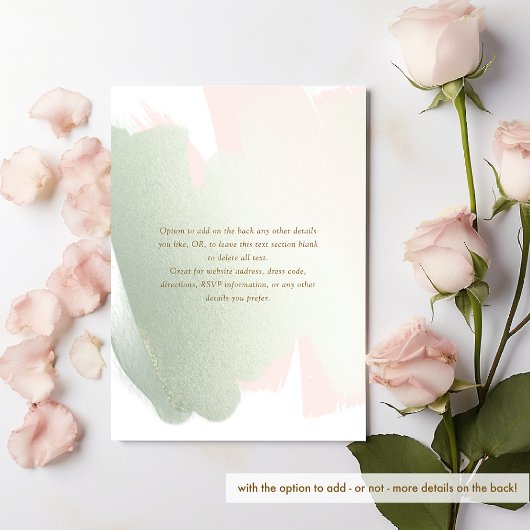 Invitation Sage Green Blush rose Minimal mariage élégant