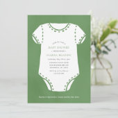 Invitation Sage Green Bodysuit Baby shower minimaliste (Debout devant)