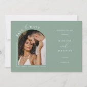 Invitation Sage Green Boho Arch Photo QR Code Enregistrer la (Devant)