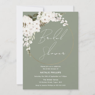 Invitation Sage Green Boho Blanc Floral Fête des mariées de c