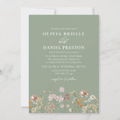 Invitation Sage Green Boho Fleur sauvage Rustic Garden Mariag (Devant)