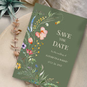 Invitation Sage Green Boho Fleurs sauvages Enregistrer La Car