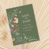 Invitation Sage Green Boho Fleurs sauvages Enregistrer La Car
