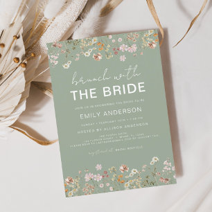 Invitation Sage Green Boho Floral Fleur sauvage Brunch nuptia