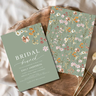 Invitation Sage Green Boho Floral Fleur sauvage Brunch nuptia