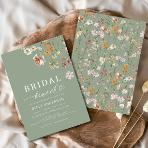 Invitation Sage Green Boho Floral Fleur sauvage Brunch nuptia