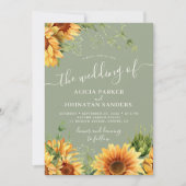 Invitation Sage green boho floral sunflower wedding (Devant)