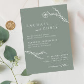 Invitation Sage Green Boho Moderne Stenciled Floral Botanique