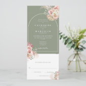 Invitation Sage Green Boho Pampas Grass Tout en un Mariage (Debout devant)