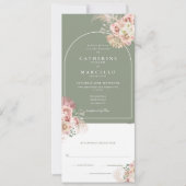 Invitation Sage Green Boho Pampas Grass Tout en un Mariage (Devant)