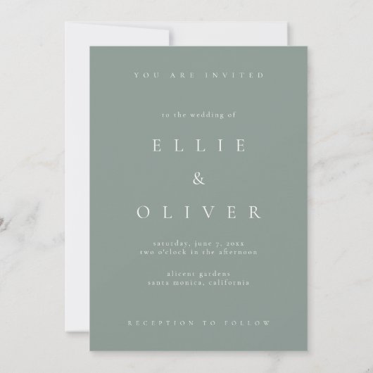 Invitation Sage Green Boho Photo 1 Mariage Moderne (Dos)