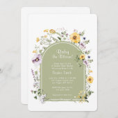 Invitation Sage Green Boho Rustic Baby Dans Le Baby shower Bl (Devant / Derrière)