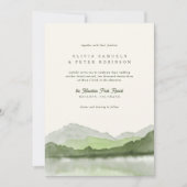 Invitation Sage Green Boho Watercolor Mountain Photo Mariage (Devant)