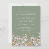 Invitation Sage Green Boho Wildflower Wedding (Devant)