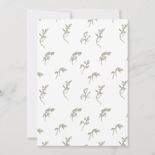 Invitation Sage Green Bordure florale blanche Monographie (Dos)