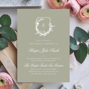 Invitation Sage Green Bordure florale blanche Monographie