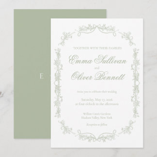 Invitation sage green botanical