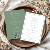 Invitation Sage Green botanical crest All in one wedding 