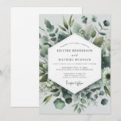 Invitation Sage Green Botanical Elegance Wedding (Devant / Derrière)