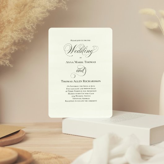 Invitation Sage Green Botanical Elegant Script Wedding Invite