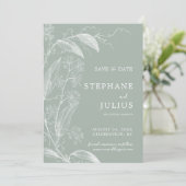 Invitation Sage Green Botanical Enregistrer la date Invitatio (Debout devant)