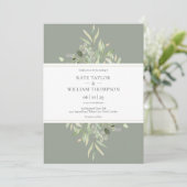 Invitation Sage Green Botanical Greenery Mariage (Debout devant)
