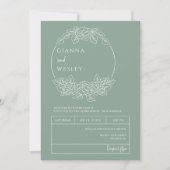 Invitation Sage Green Botanical Line Art Boho QR Code Photo (Devant)