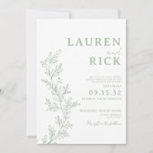 Invitation Sage Green Botanical Line Art Greenery Mariage (Devant)