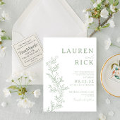 Invitation Sage Green Botanical Line Art Greenery Mariage