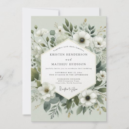 Invitation Sage Green Botanical Romance Wedding (Devant)