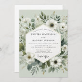 Invitation Sage Green Botanical Romance Wedding (Devant / Derrière)