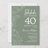 Invitation Sage Green Botanical Surprise 40e anniversaire (Devant)