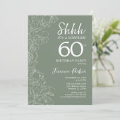 Invitation Sage Green Botanical Surprise 60e anniversaire (Debout devant)