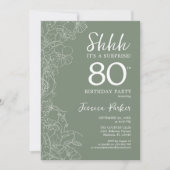 Invitation Sage Green Botanical Surprise 80e anniversaire (Devant)