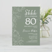 Invitation Sage Green Botanical Surprise 80e anniversaire (Debout devant)