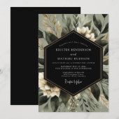 Invitation Sage Green Botanical Whimsy Wedding (Devant / Derrière)