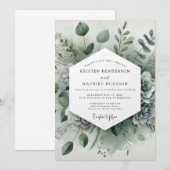 Invitation Sage Green Botanical Whimsy Wedding (Devant / Derrière)