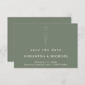 Invitation Sage Green botanique Floral Enregistrer la date es (Devant / Derrière)