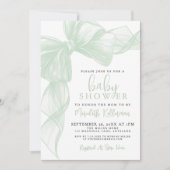 Invitation Sage Green Bow Baby Shower (Devant)