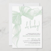 Invitation Sage Green Bow Baby Shower (Devant)