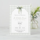 Invitation Sage Green Bow Gingham Baby Shower (Debout devant)