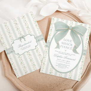 Invitation Sage Green Bow Love Shack Fiance Fête des mariées