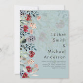 Invitation Sage Green Burgundy Blue Floral Mariage (Devant)