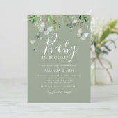 Invitation Sage Green Butterfly Baby in Bloom Baby shower (Debout devant)