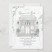 Invitation Sage Green Café Parisien Bounjour Bebe Baby shower (Devant)
