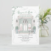 Invitation Sage Green Café Parisien Bounjour Bebe Baby shower (Debout devant)