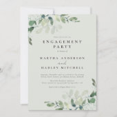Invitation Sage Green Chic Eucalyptus Partie d'engagement (Devant)