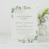 Invitation Sage Green Chic Eucalyptus Partie d'engagement (Debout devant)