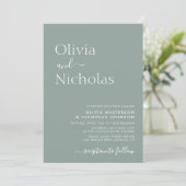 Invitation Sage Green Chic Script QR Code Mariage photo (Debout devant)